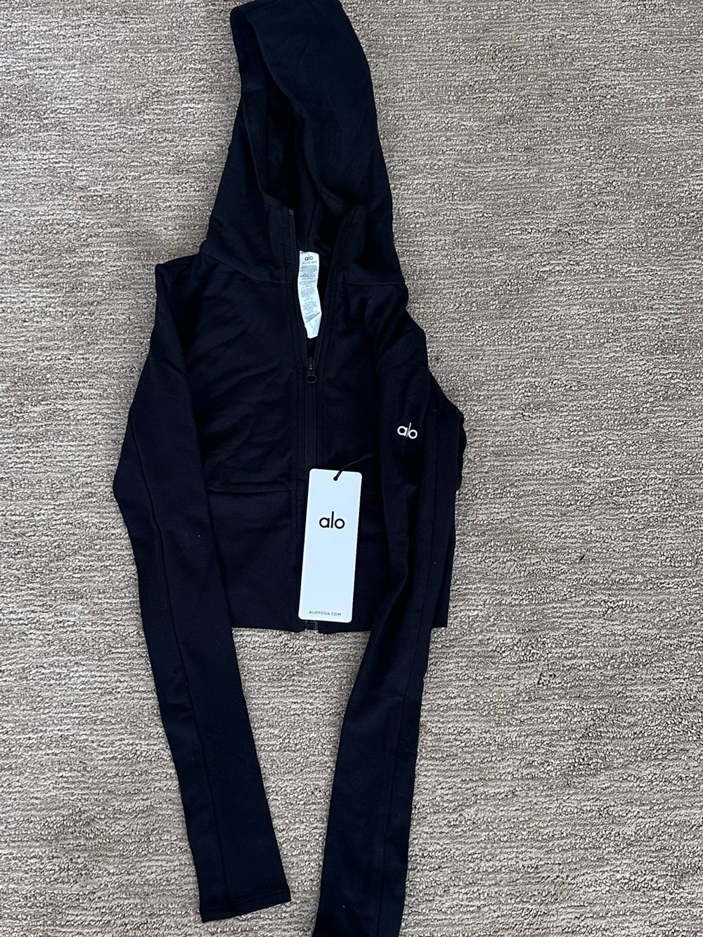alo Sway Pull Zip Hoodie Zip Hoodie in Black Size Small NWT
